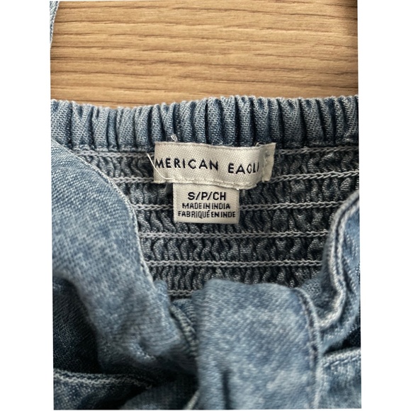 American Eagle Outfitters Denim Crop Top With Front Tie - Picture 3 of 3